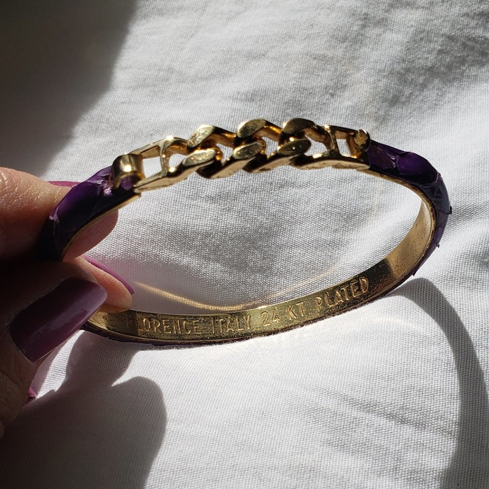 Gucci Purple/Gold Chain Closure Bangle Bracelet